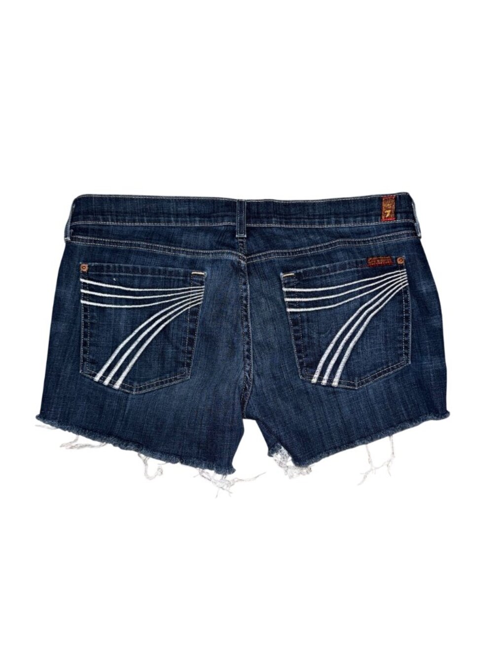 7 For All Mankind 7FAM Dojo Womens Shorts 32 Distressed Frayed Logo Raw Hem - Picture 4 of 7
